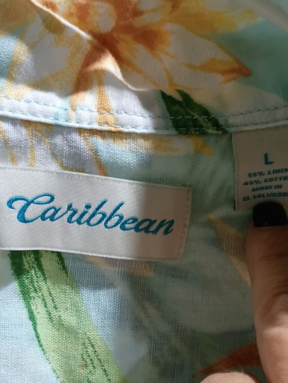 Caribbean Floral Button-Down Shirt in Aqua, Yellow, Green